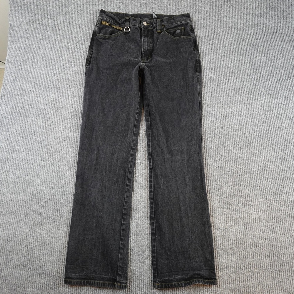 Harley-Davidson Mens 36x32 Gray Straight Biker Logo Denim Jeans 31x31 Measured